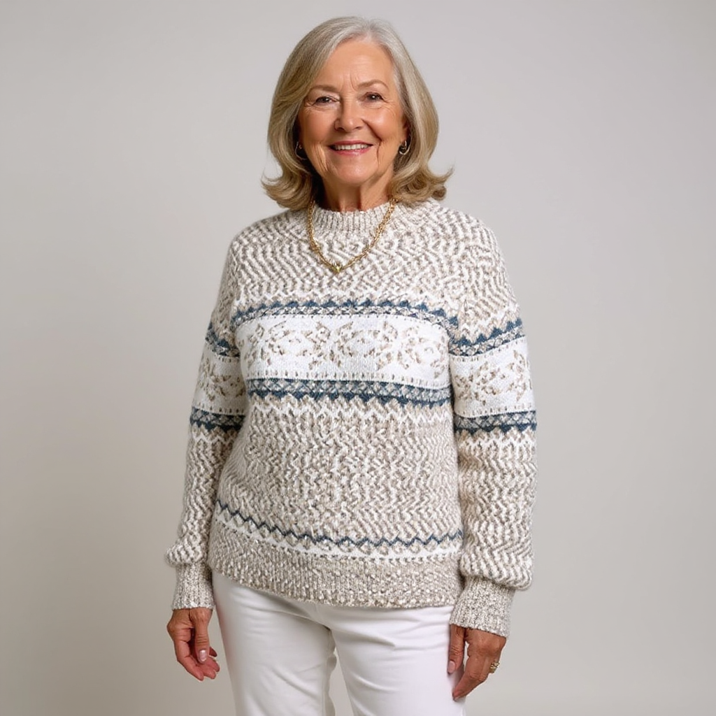 Catherine – Nordic Snowflake Knit Sweater