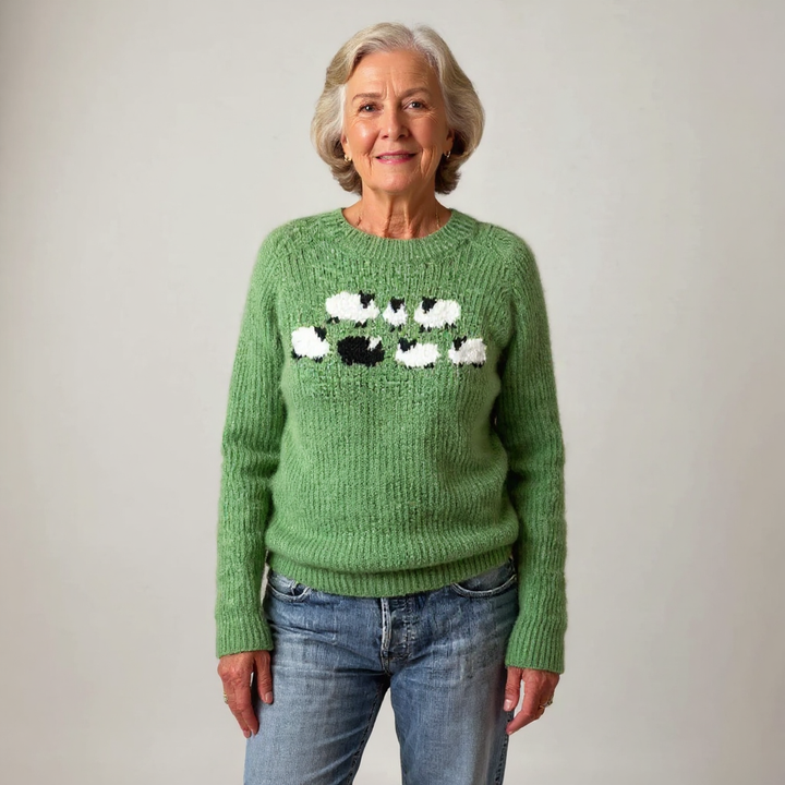 Marie – Charming Sheep Intarsia Knit Sweater