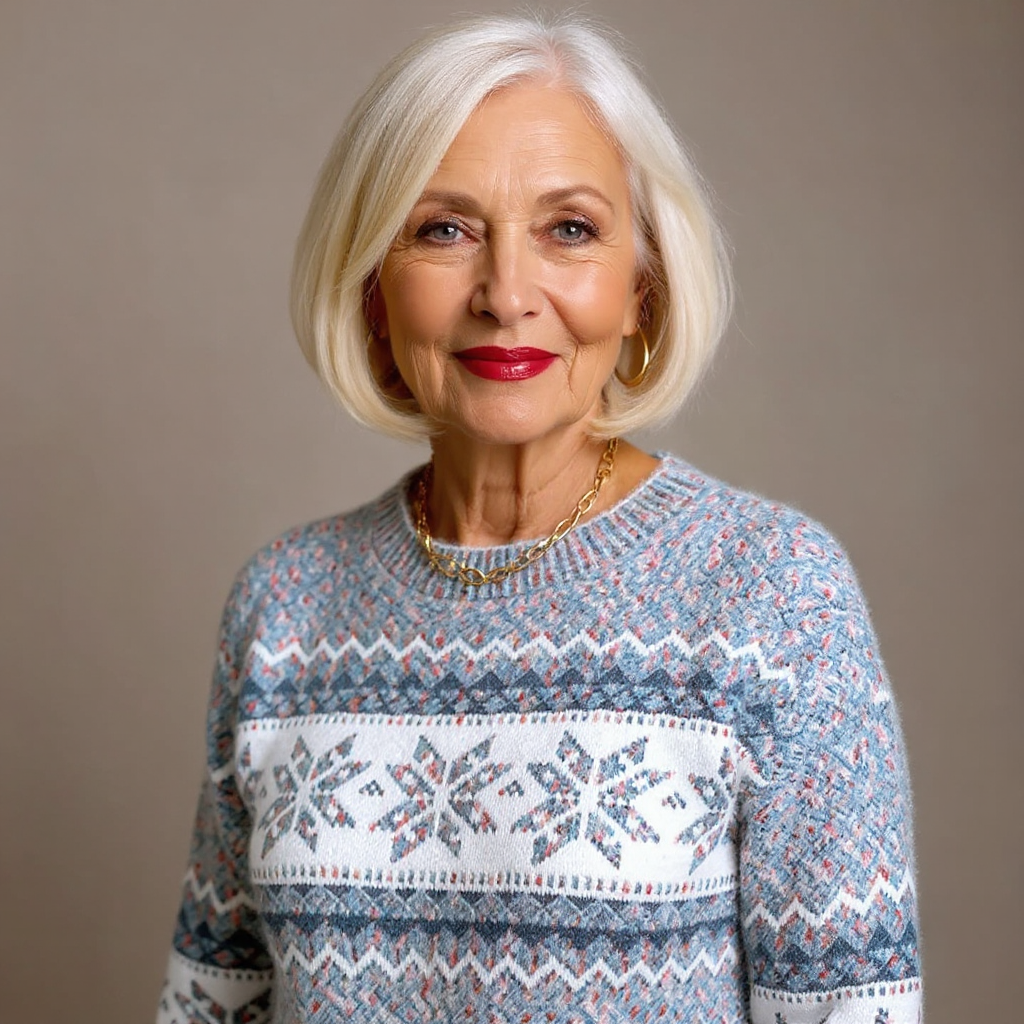 Catherine – Nordic Snowflake Knit Sweater
