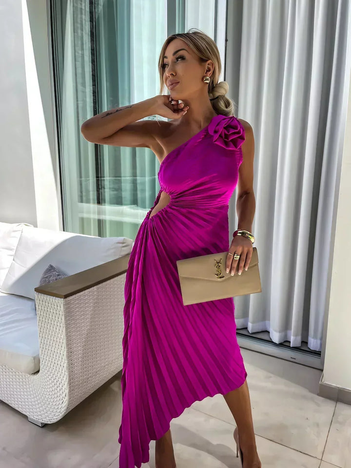 Lavinia | Elegant Floral One-Shoulder Maxi Dress
