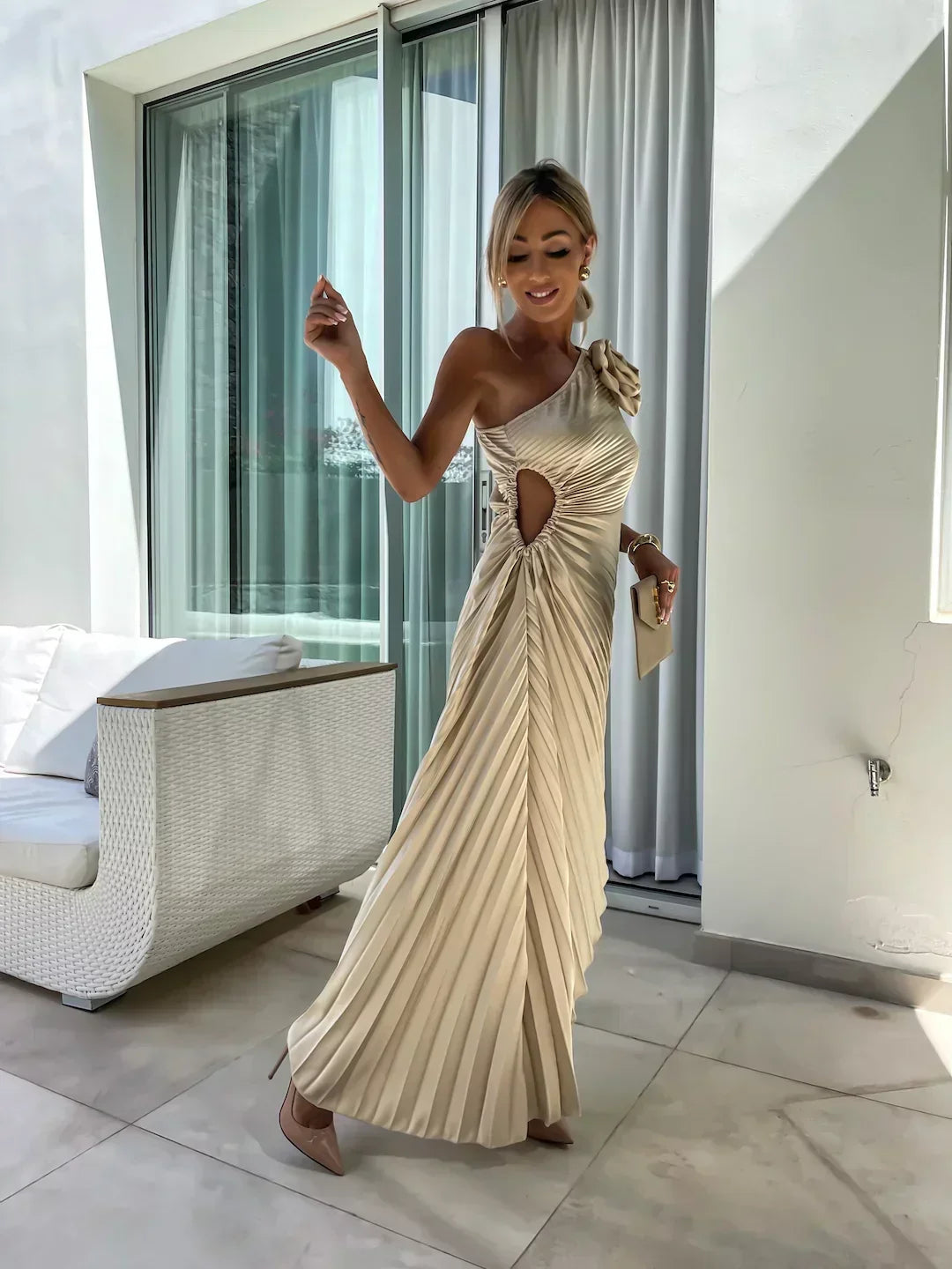 Lavinia | Elegant Floral One-Shoulder Maxi Dress