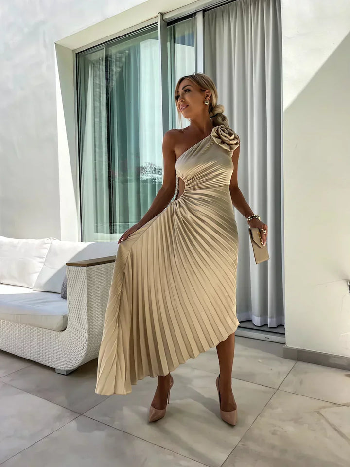 Lavinia | Elegant Floral One-Shoulder Maxi Dress