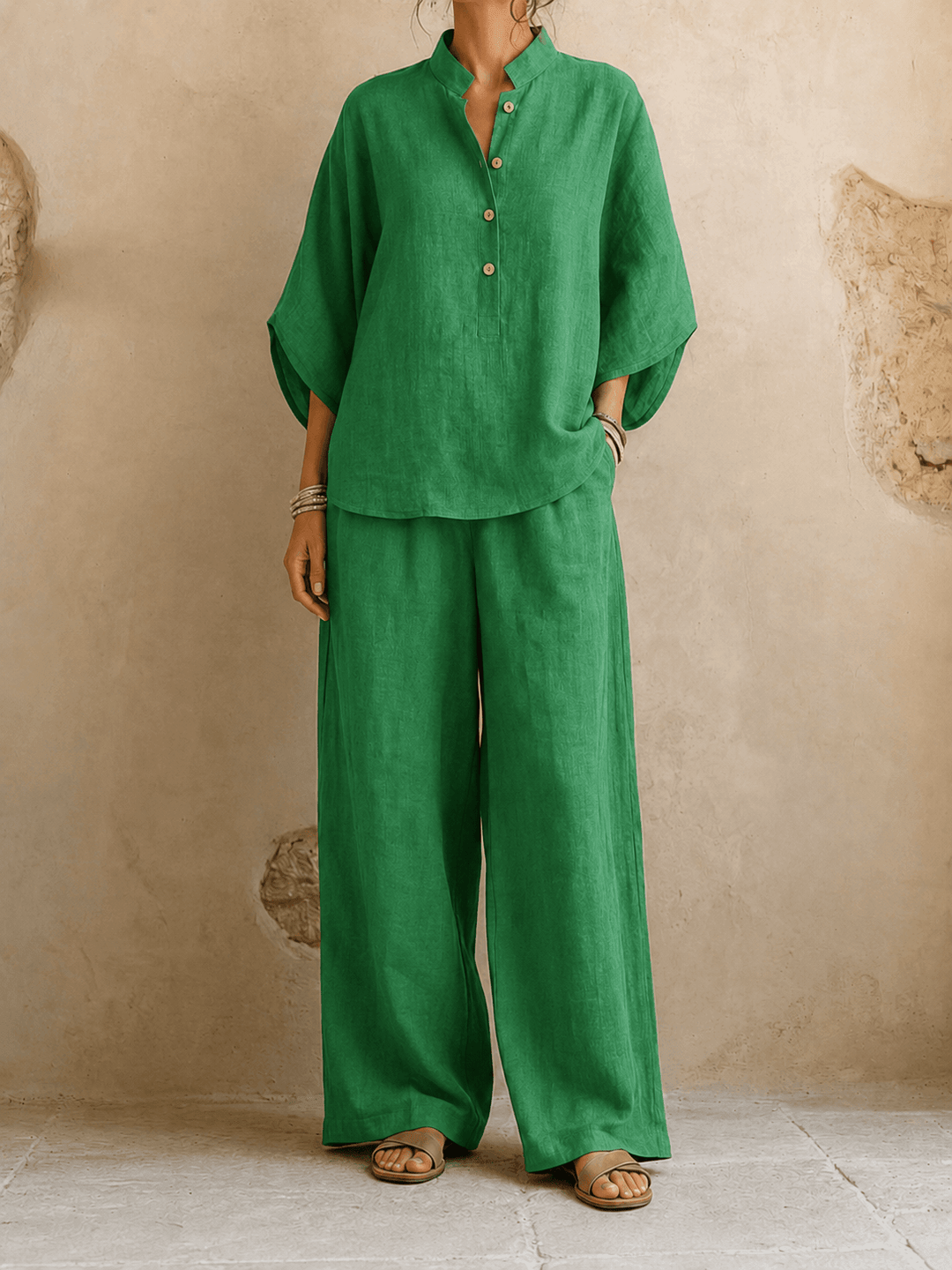 Jeanette – Batwing Top and Wide-Leg Pants Set