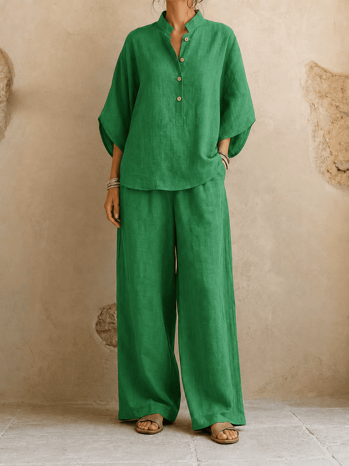 Jeanette – Batwing Top and Wide-Leg Pants Set