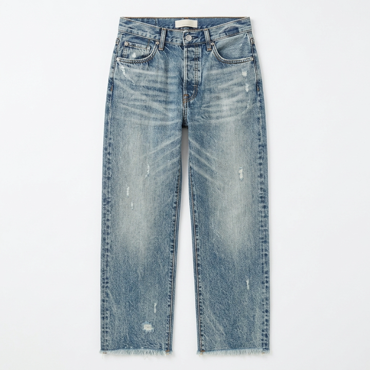 Wilma – Straight Leg Cropped Fringed Jeans