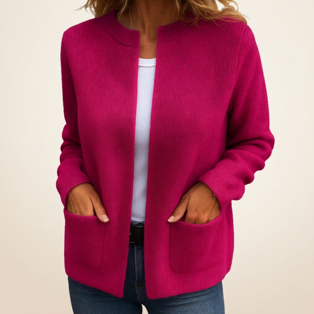 Josephine – Open-Front Ribbed Knit Cardigan