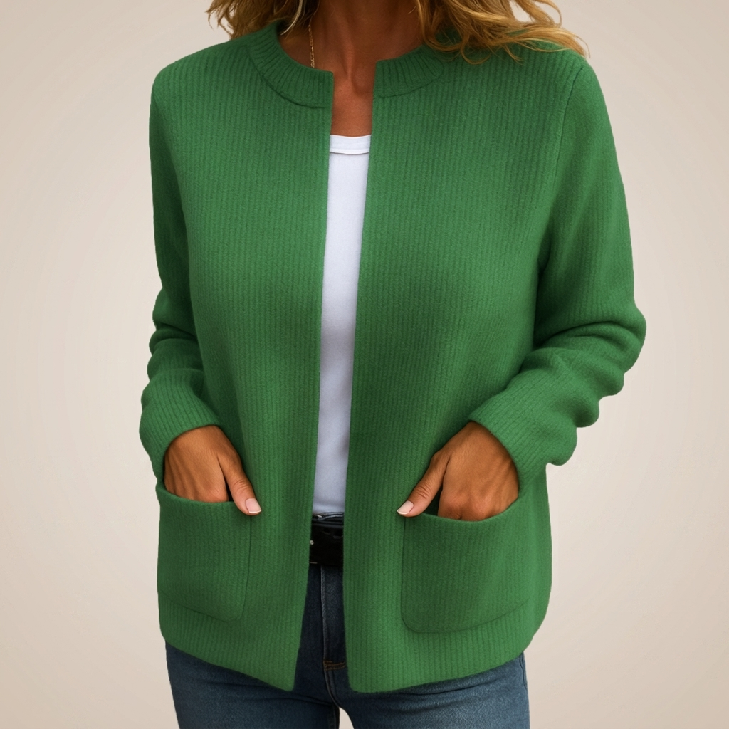 Josephine – Open-Front Ribbed Knit Cardigan