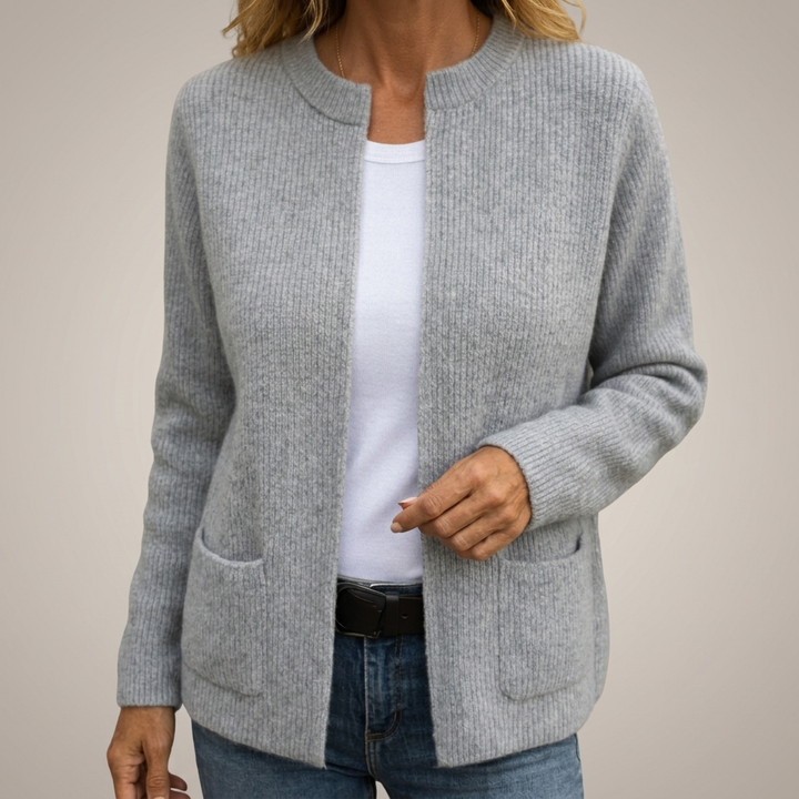 Josephine – Open-Front Ribbed Knit Cardigan