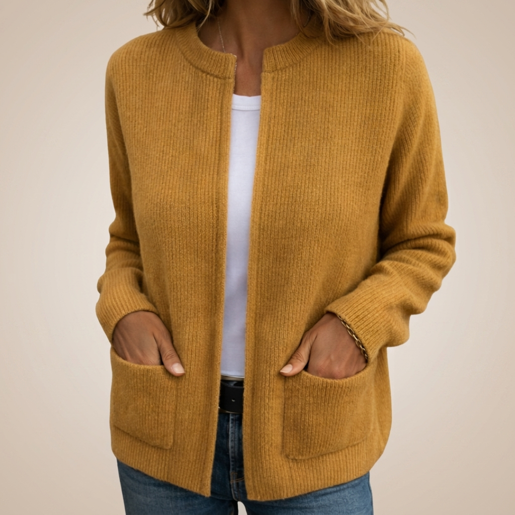Josephine – Open-Front Ribbed Knit Cardigan