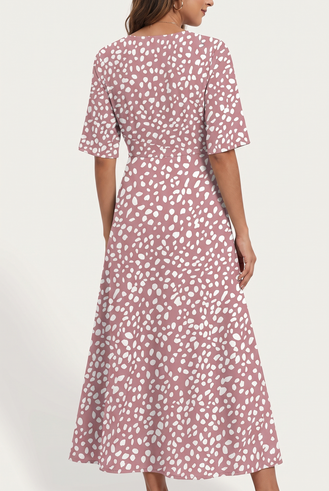 Judy – Spot Print Tummy-Covering Midi Dress