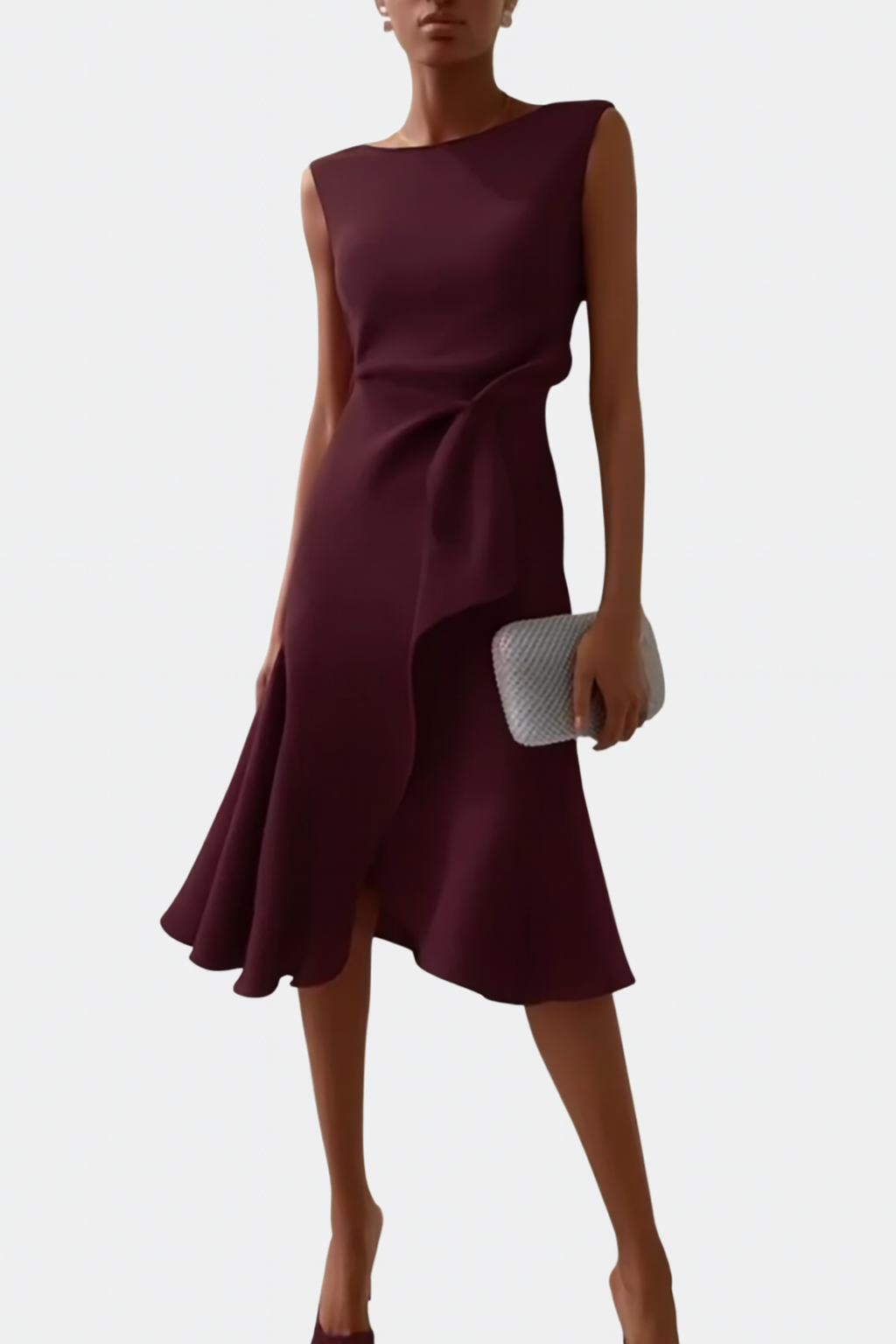 Evie | Draped Asymmetric Midi Dress