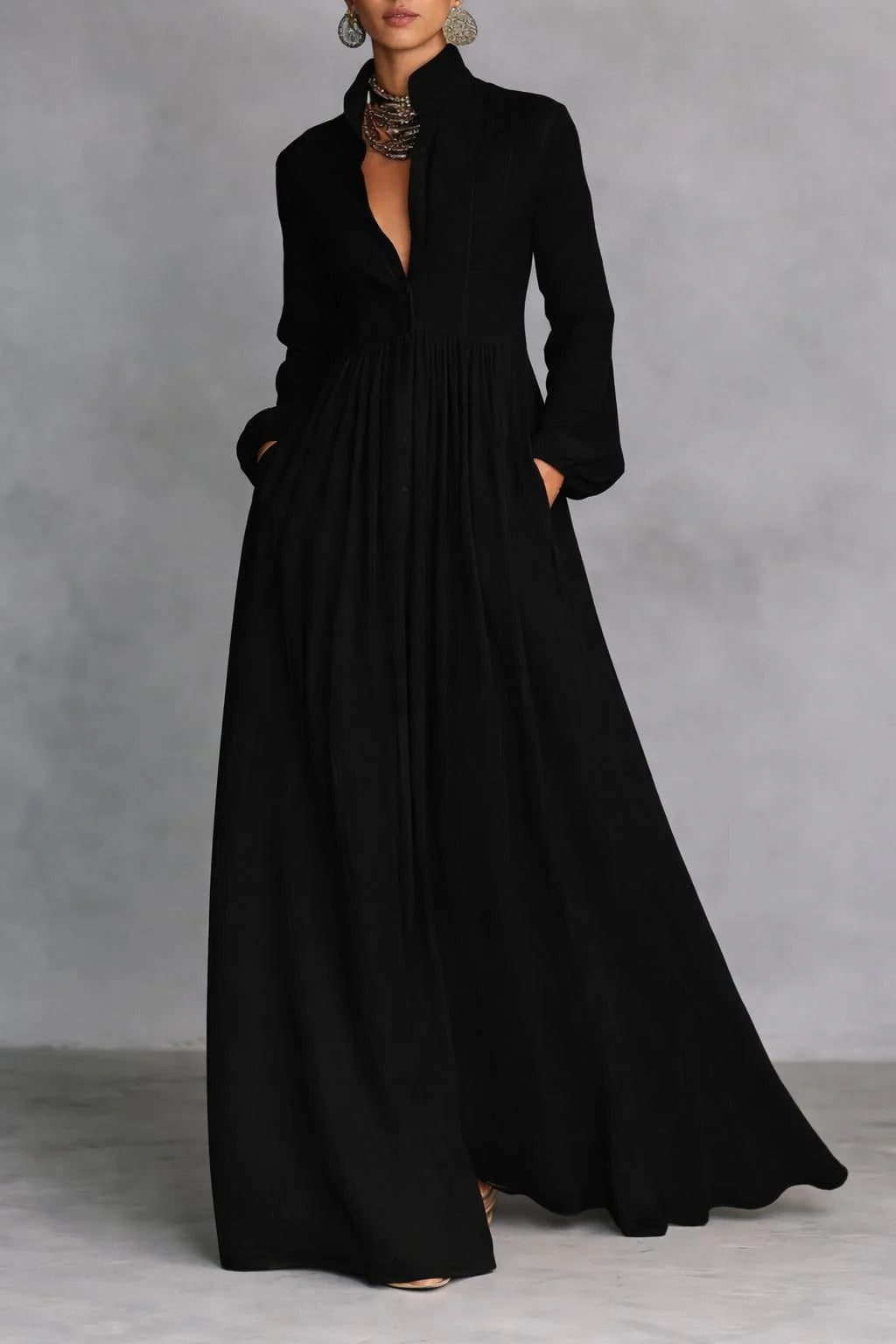 Cathleen | Flowing Button-Front Maxi Dress