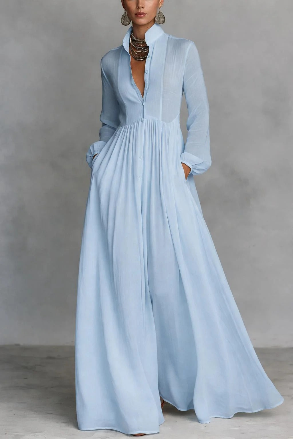 Chloe | Flowing Button-Front Maxi Dress