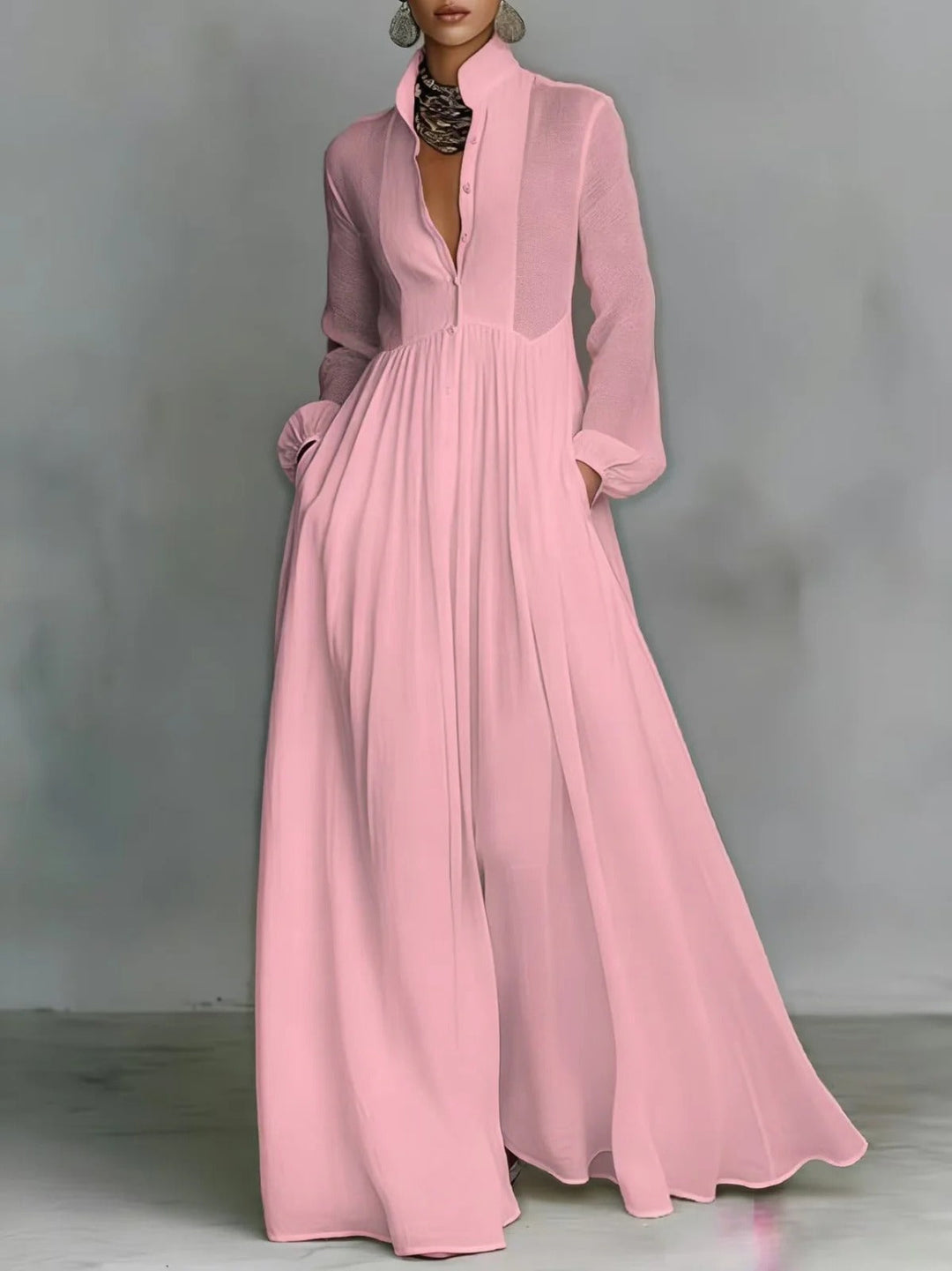Hollis | Flowing Button-Front Maxi Dress