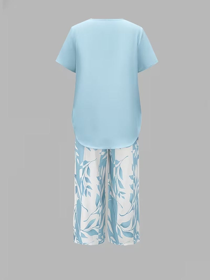 Portia | Casual Leaf Print Two-Piece Set