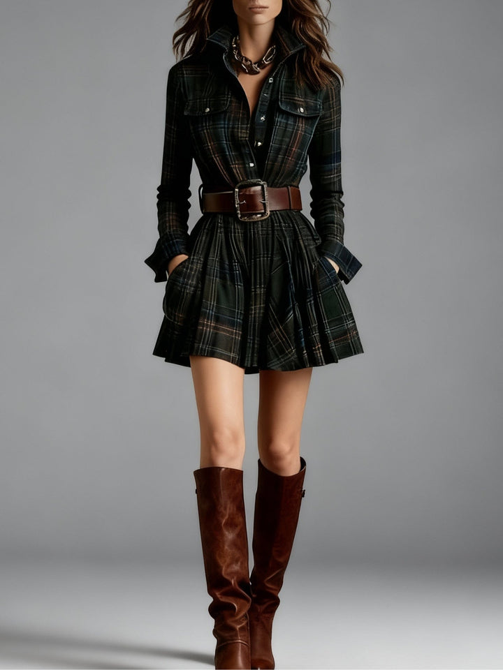 Charley | Vintage Red and Brown Checked Mini Dress (includes Belt)