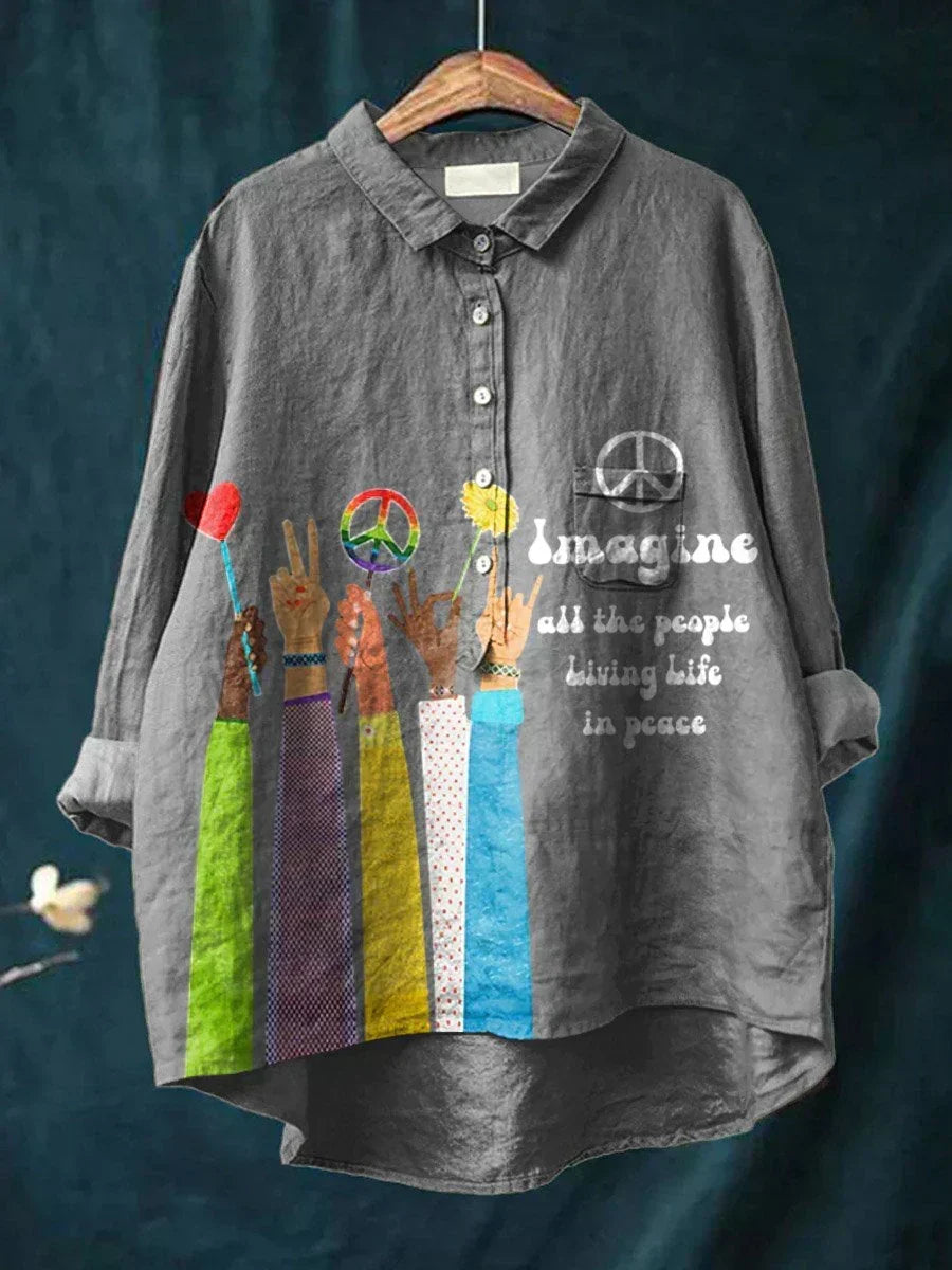 Shakira | Bohemian Peace Print Women's Shirt