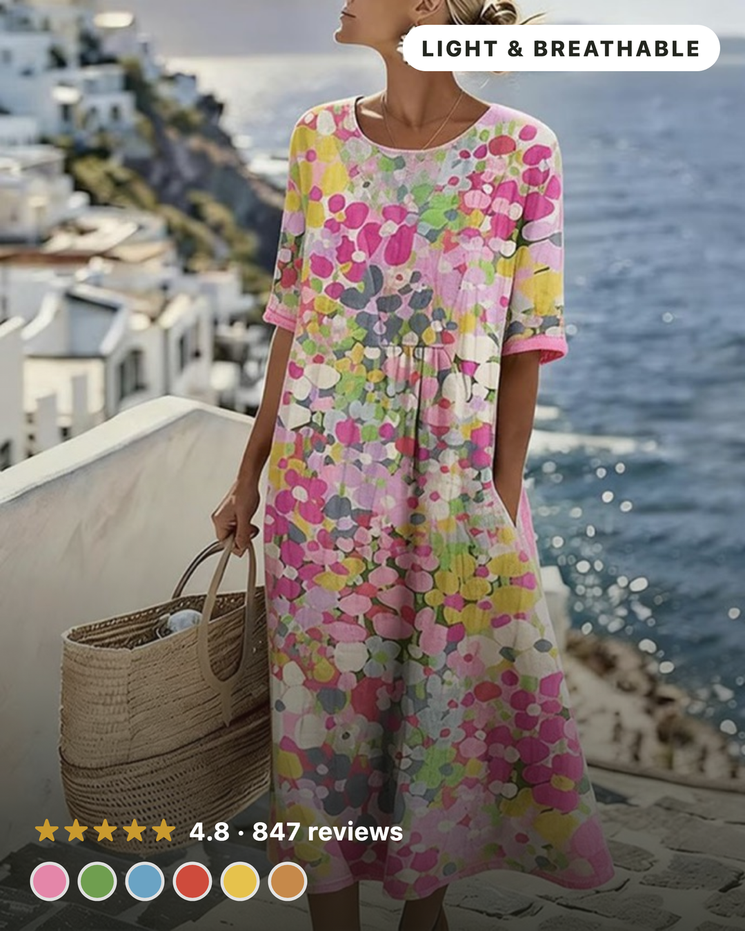 Trudy – Abstract Floral Print Midi Dress