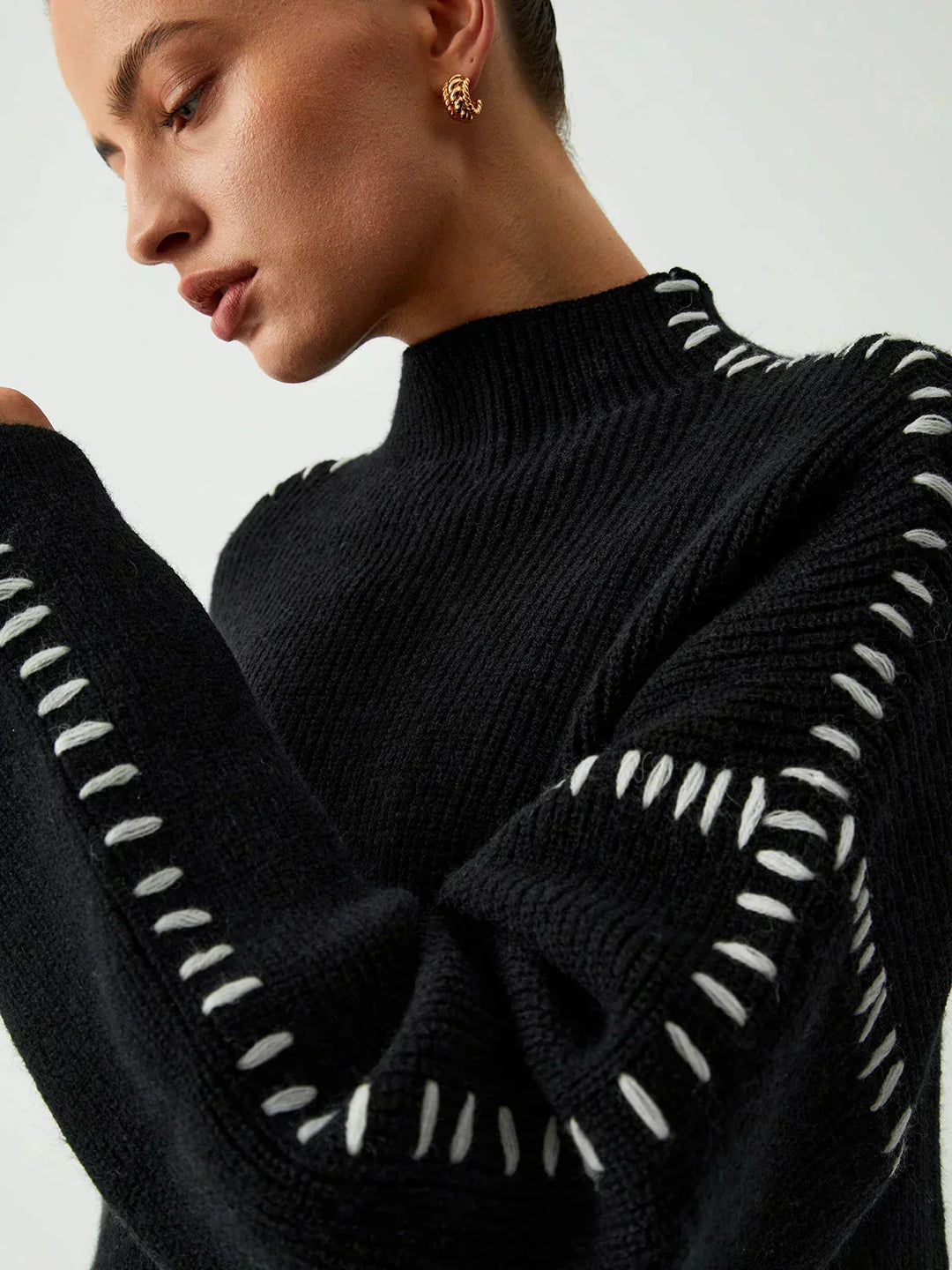 Jolene – Oversized Whipstitch Detail Sweater