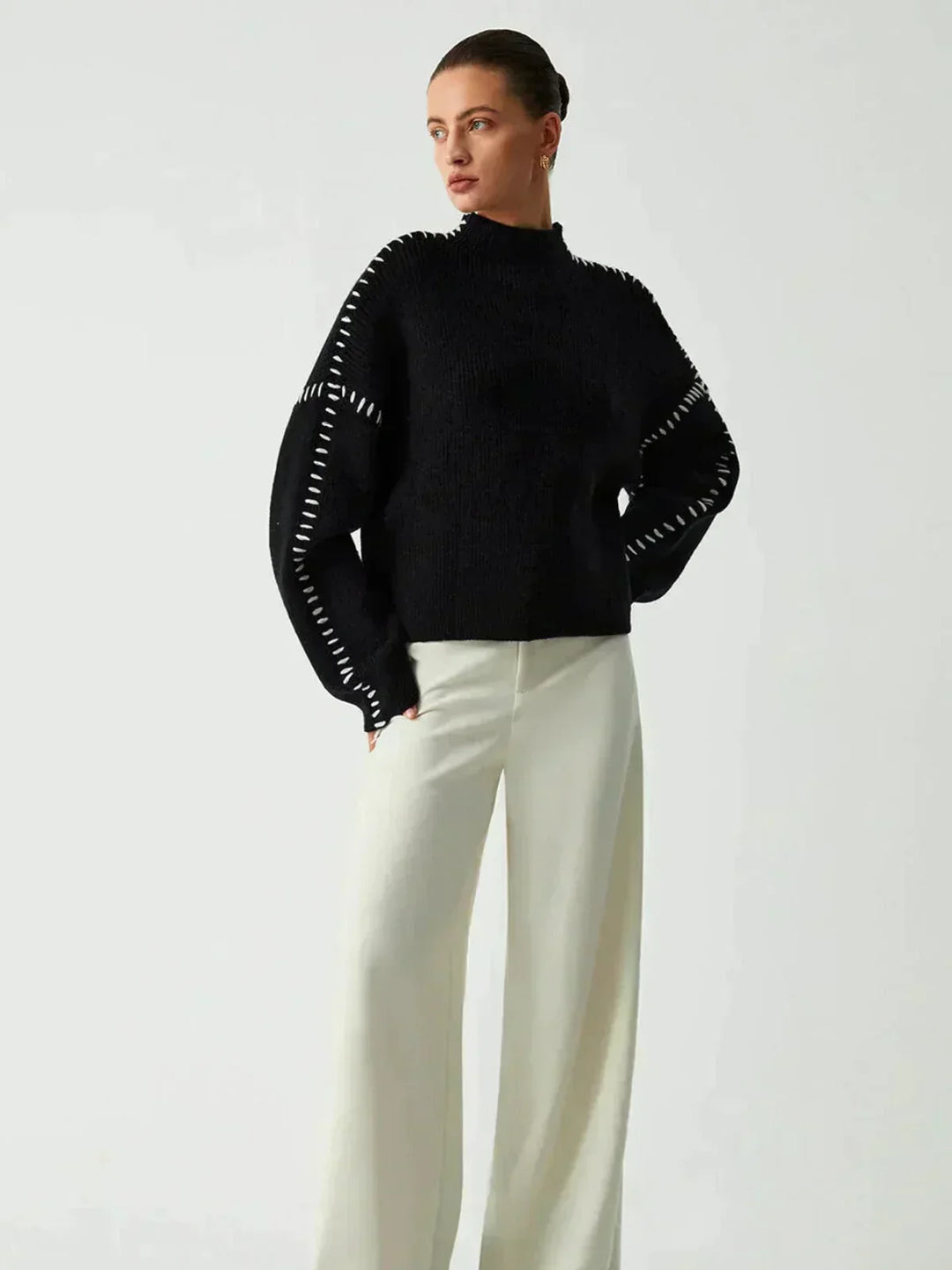 Jolene – Oversized Whipstitch Detail Sweater