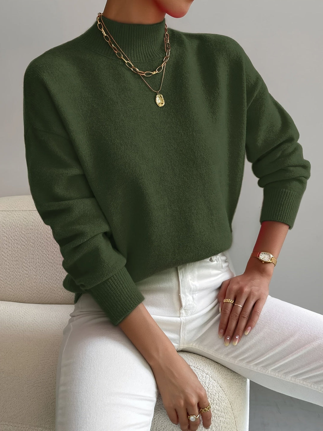 Tabatha – Mock Neck Relaxed Knit Sweater
