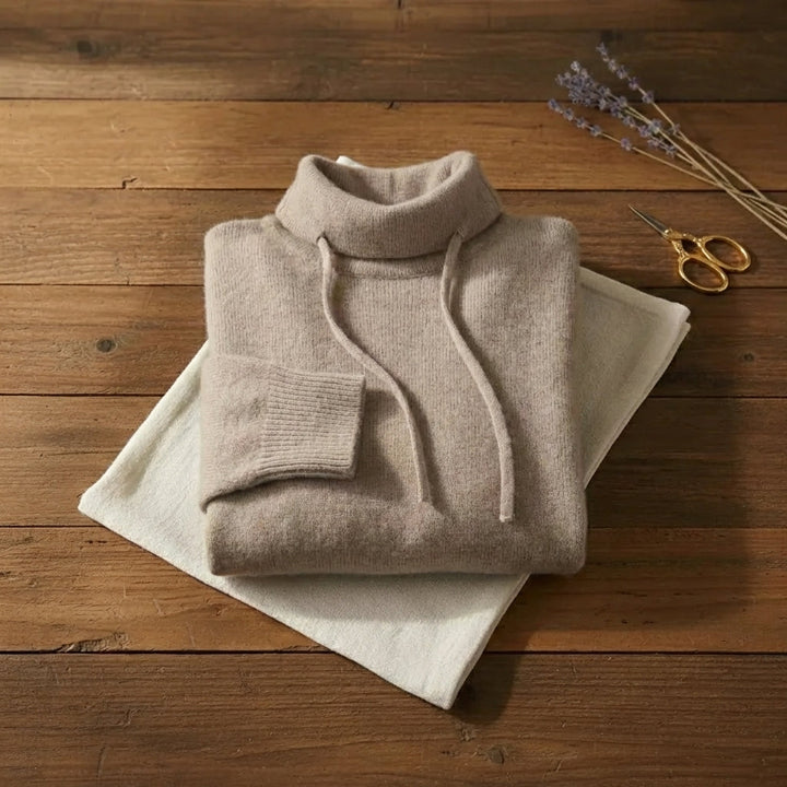 Tammy – Drawstring Cowl Neck Knit Sweater