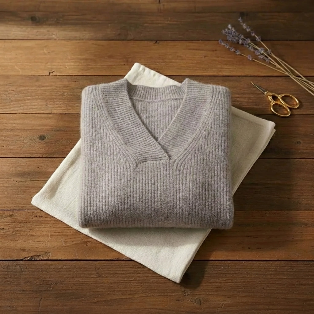 Ashley – V-Neck Ribbed Knit Sweater