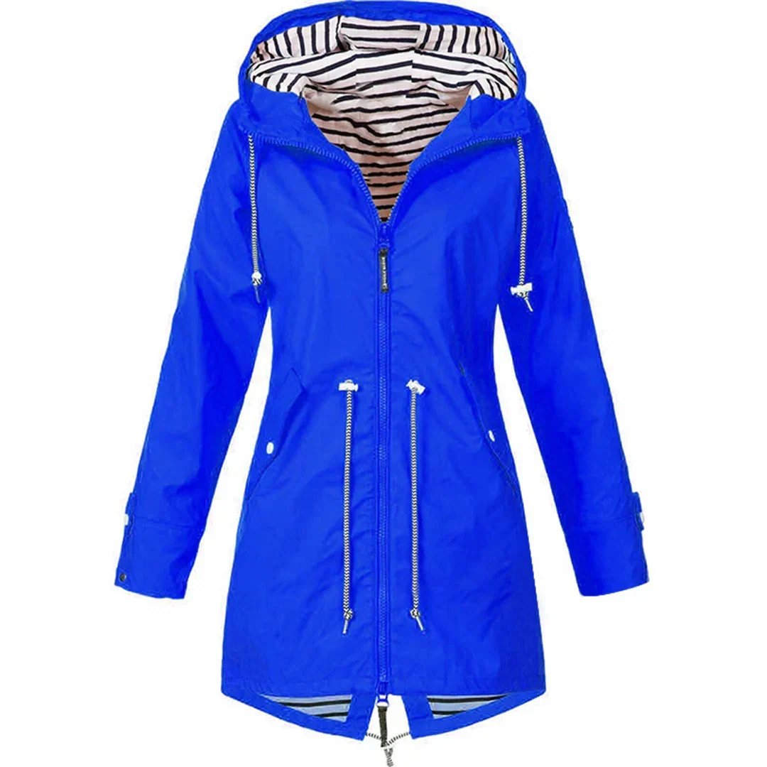 Marie – Hooded Drawstring Rain Jacket