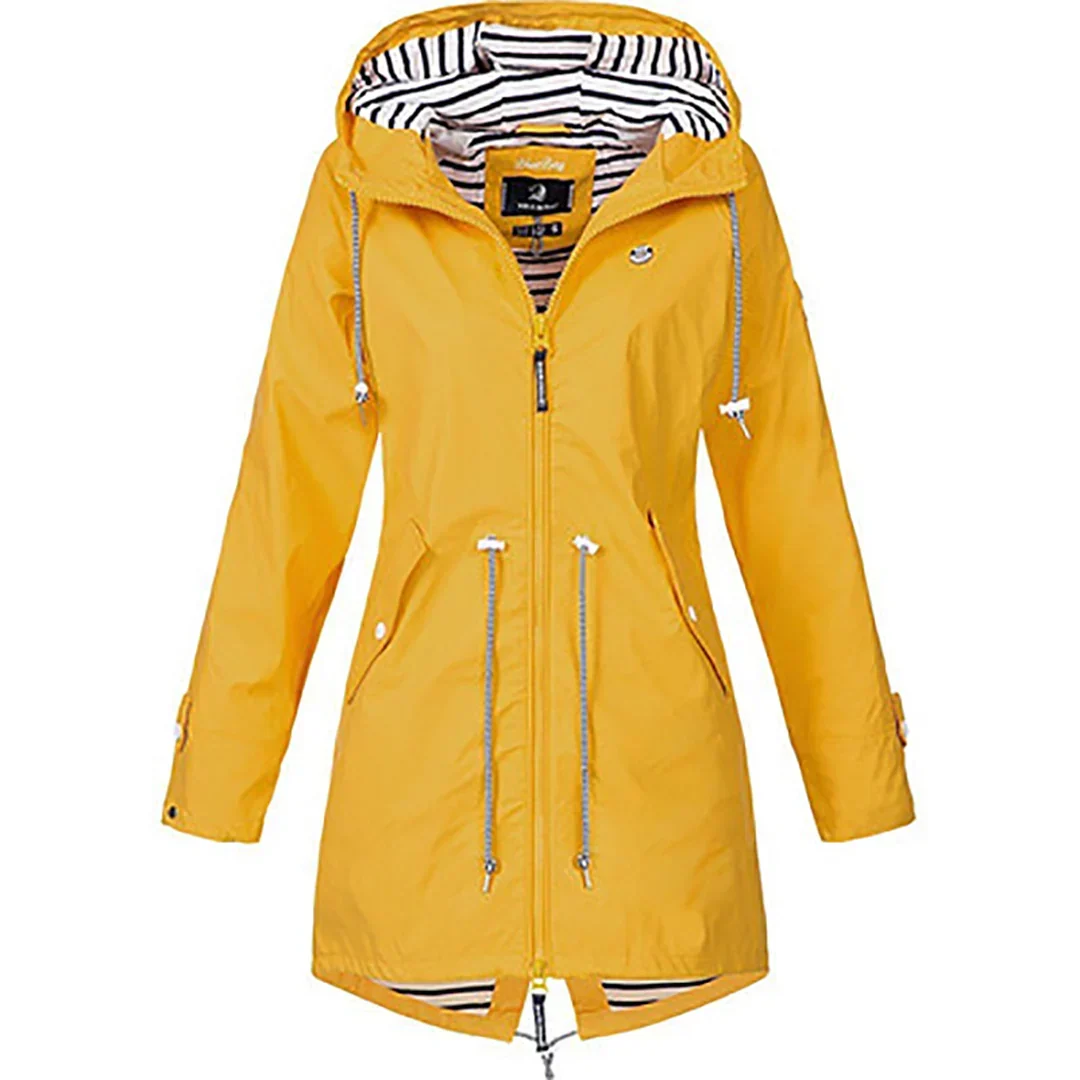 Marie – Hooded Drawstring Rain Jacket