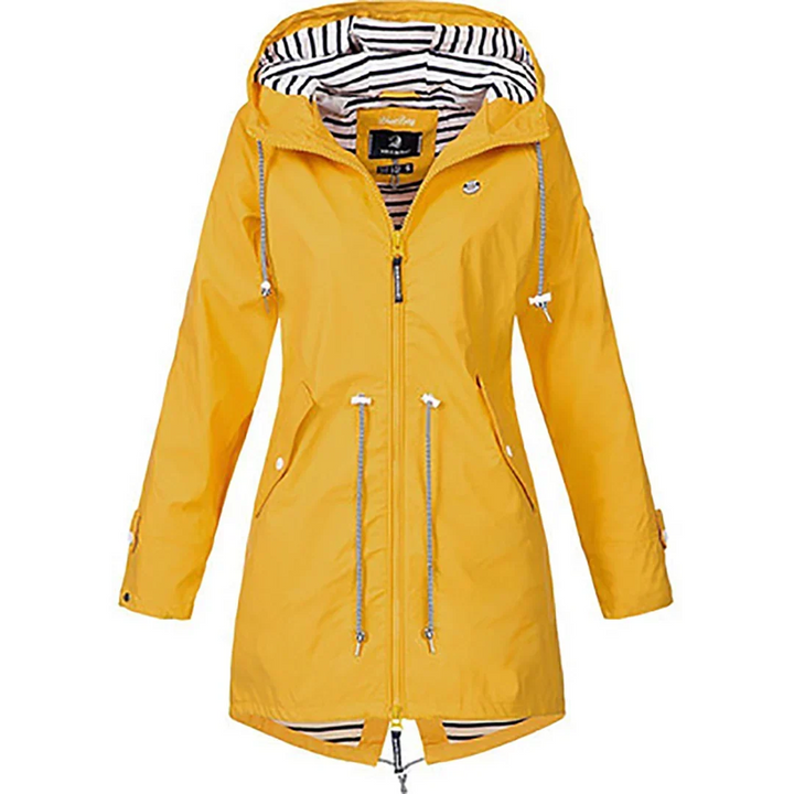 Marie – Hooded Drawstring Rain Jacket