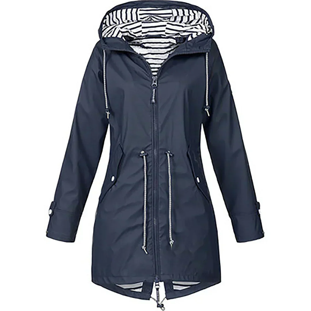 Marie – Hooded Drawstring Rain Jacket