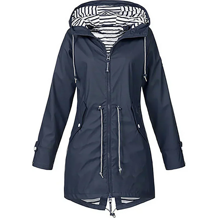 Marie – Hooded Drawstring Rain Jacket