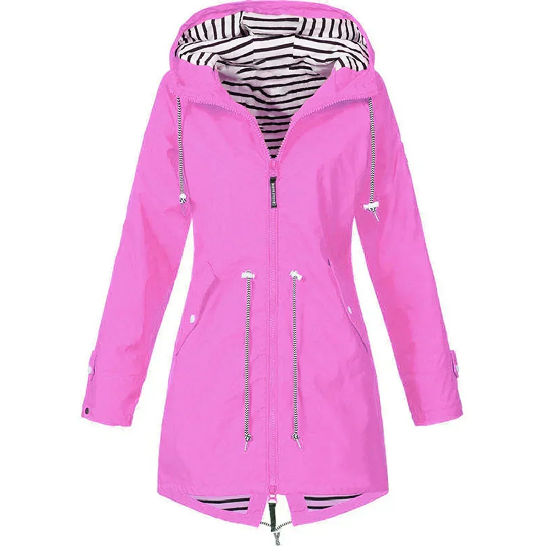 Marie – Hooded Drawstring Rain Jacket