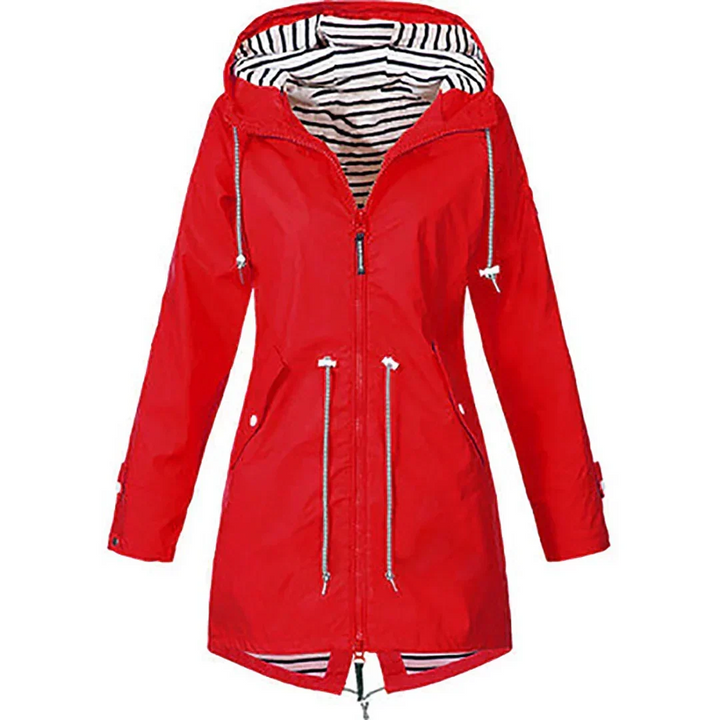 Marie – Hooded Drawstring Rain Jacket