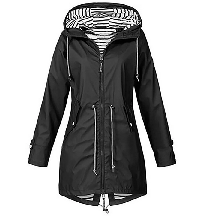 Marie – Hooded Drawstring Rain Jacket