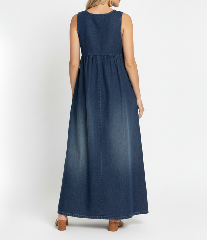Charlotte | Vintage Wash Denim Maxi Dress