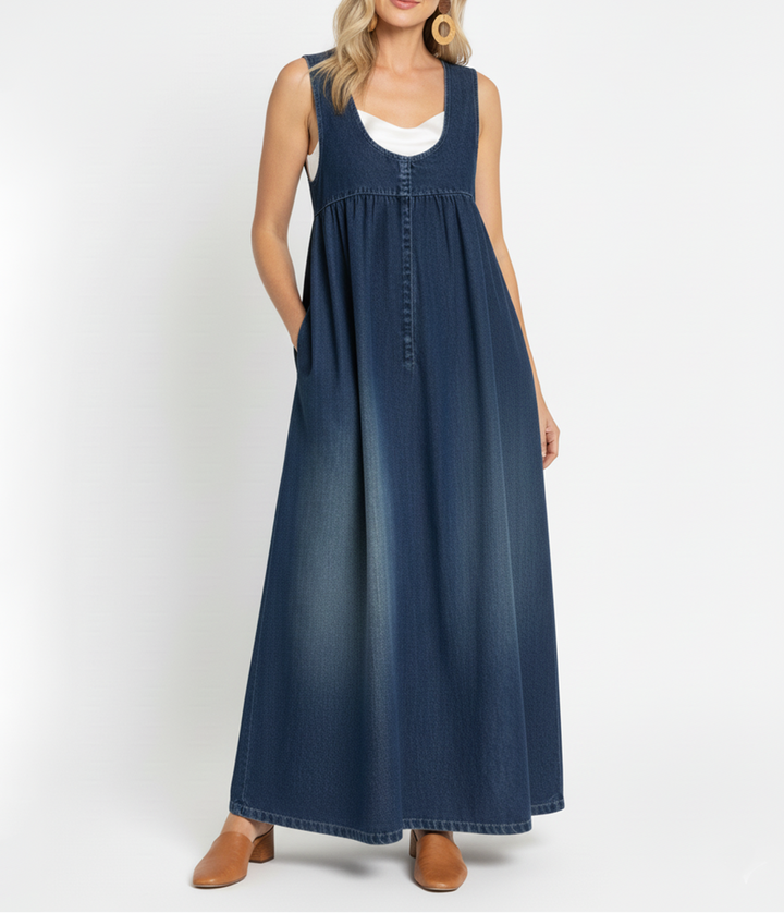Charlotte | Vintage Wash Denim Maxi Dress