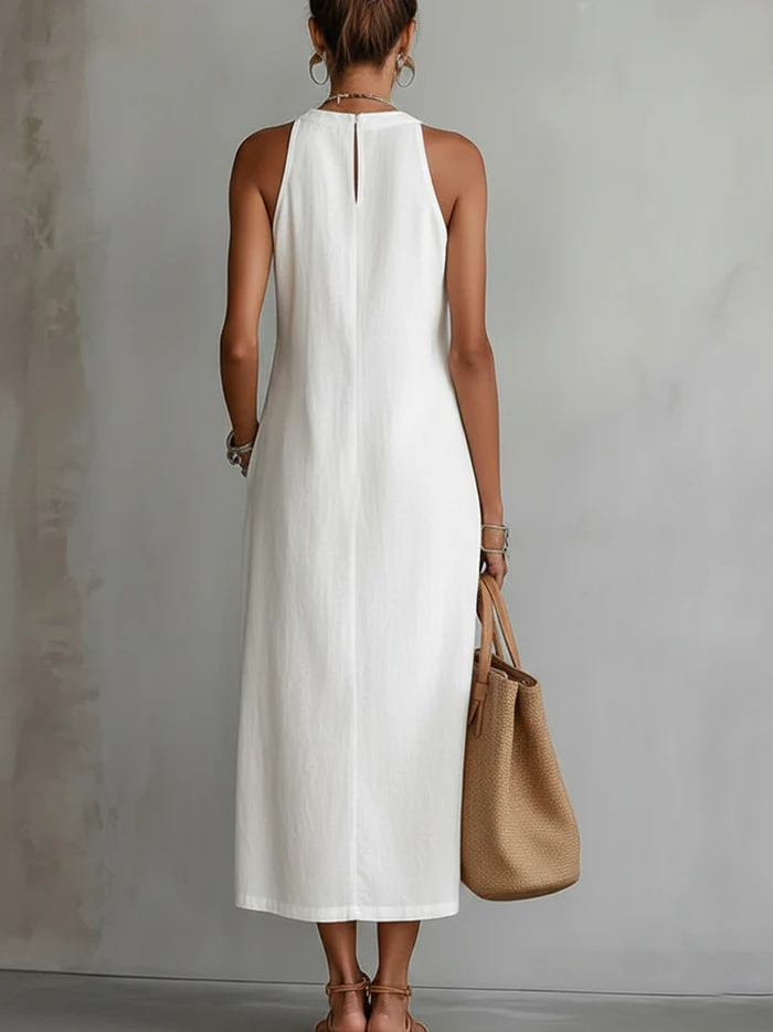 Heather | Sleeveless Lace Detail Midi Dress