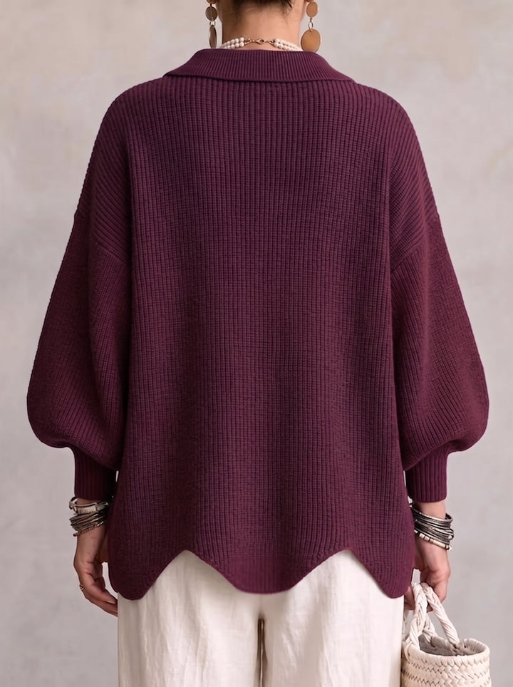 Noreen – Oversized Collared Cardigan with Gold Buttons