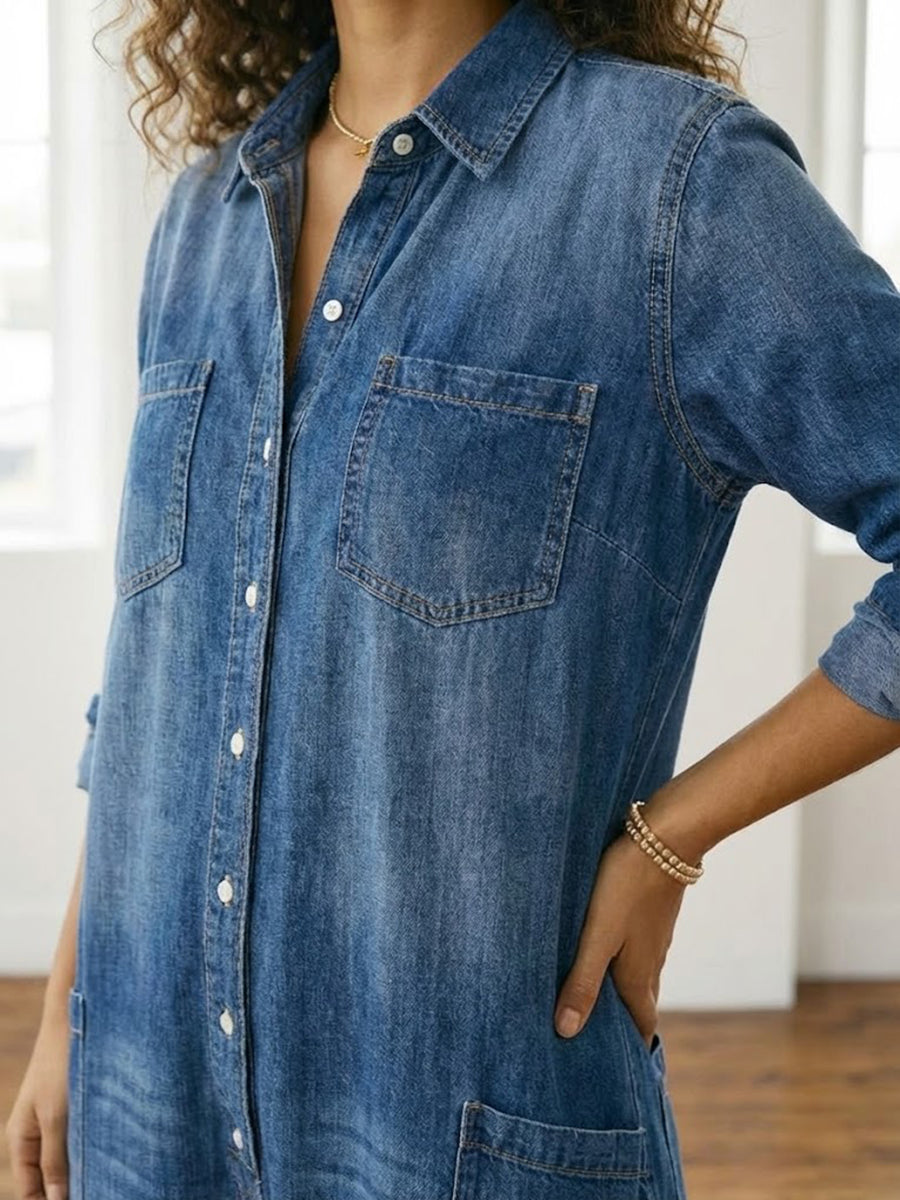 Evelyn | Button Denim Jumpsuit
