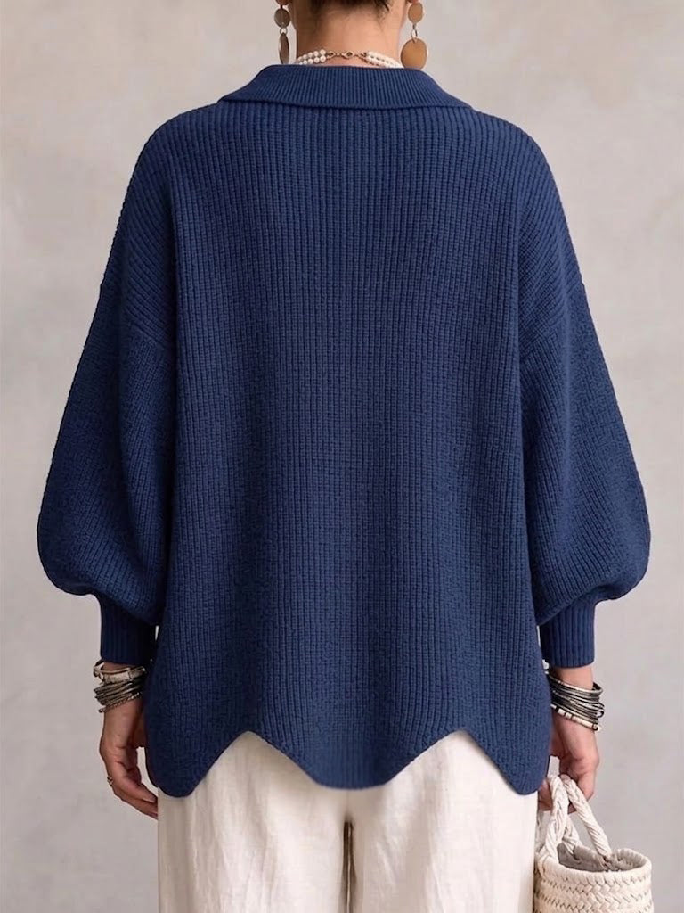 Noreen – Oversized Collared Cardigan with Gold Buttons