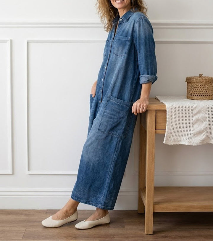 Evelyn | Button Denim Jumpsuit