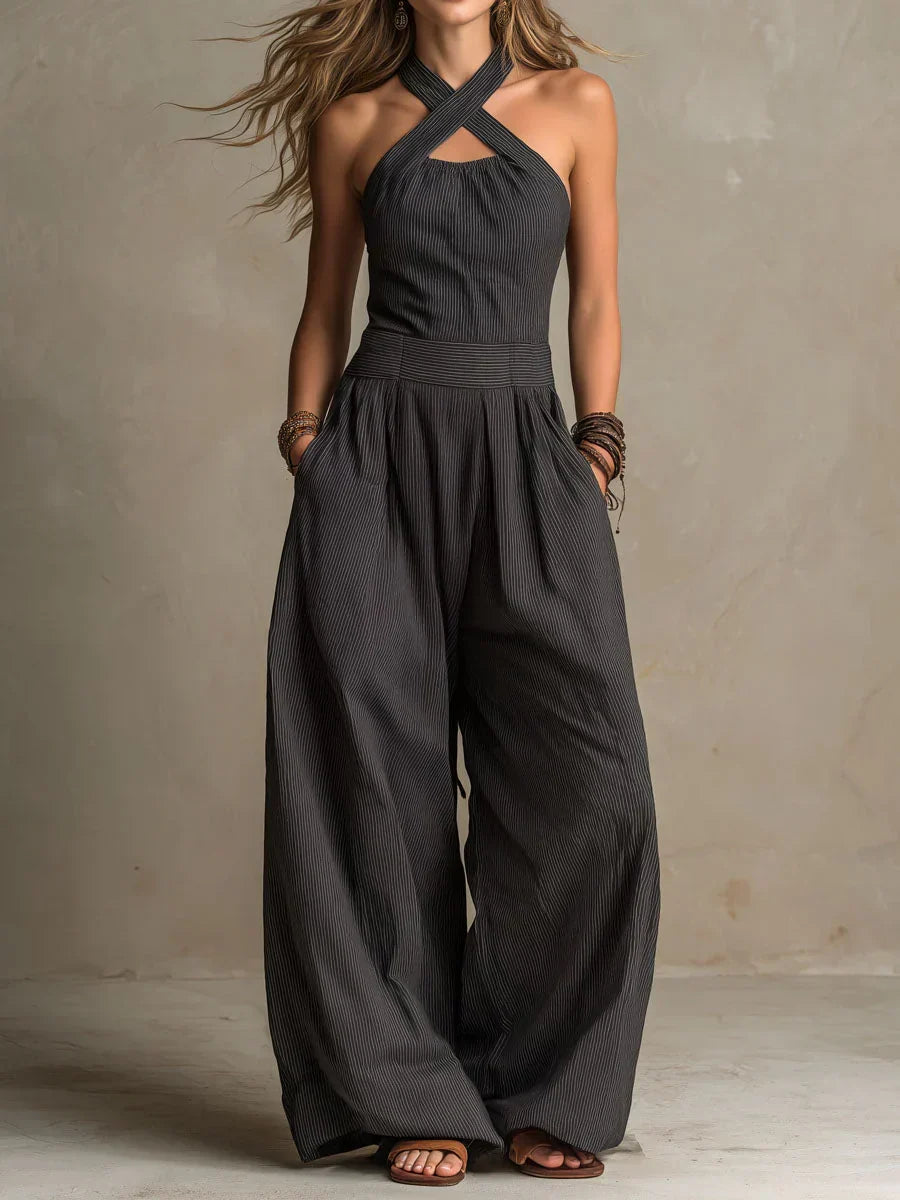 Estella – Wide-Leg Halter Jumpsuit
