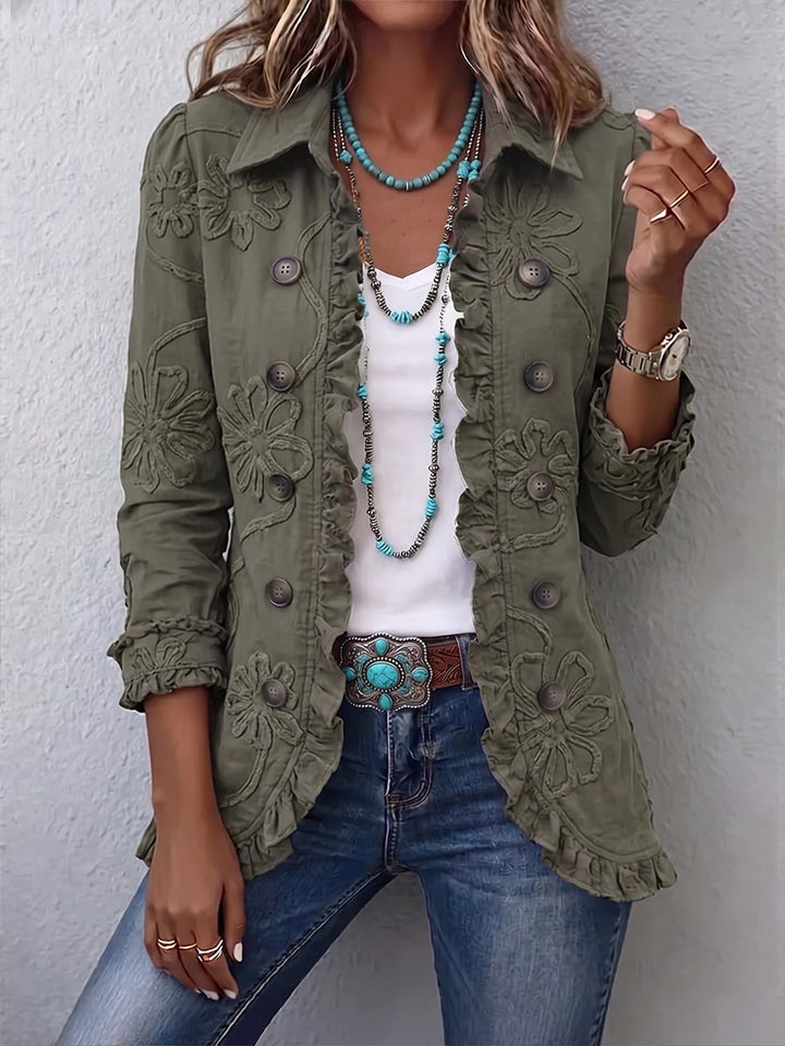 Colleen – Boho Floral Embroidered Ruffle Jacket