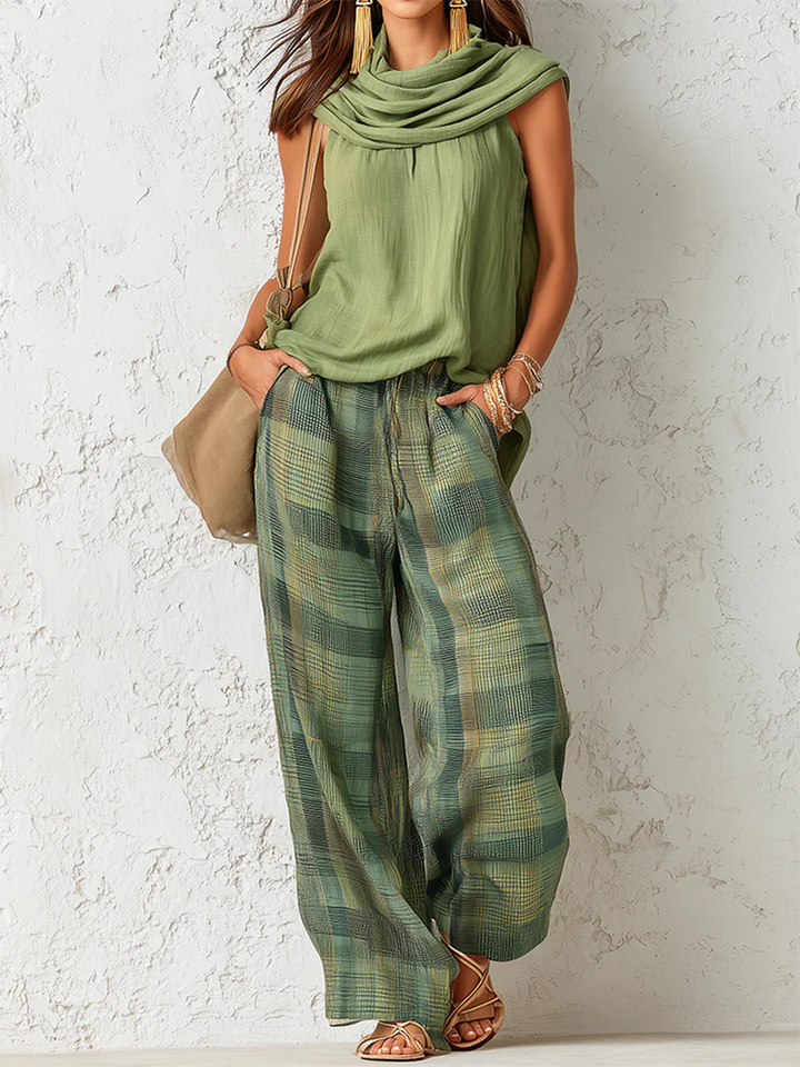 Roxanne – Sleeveless Top and Wide-Leg Pants Set