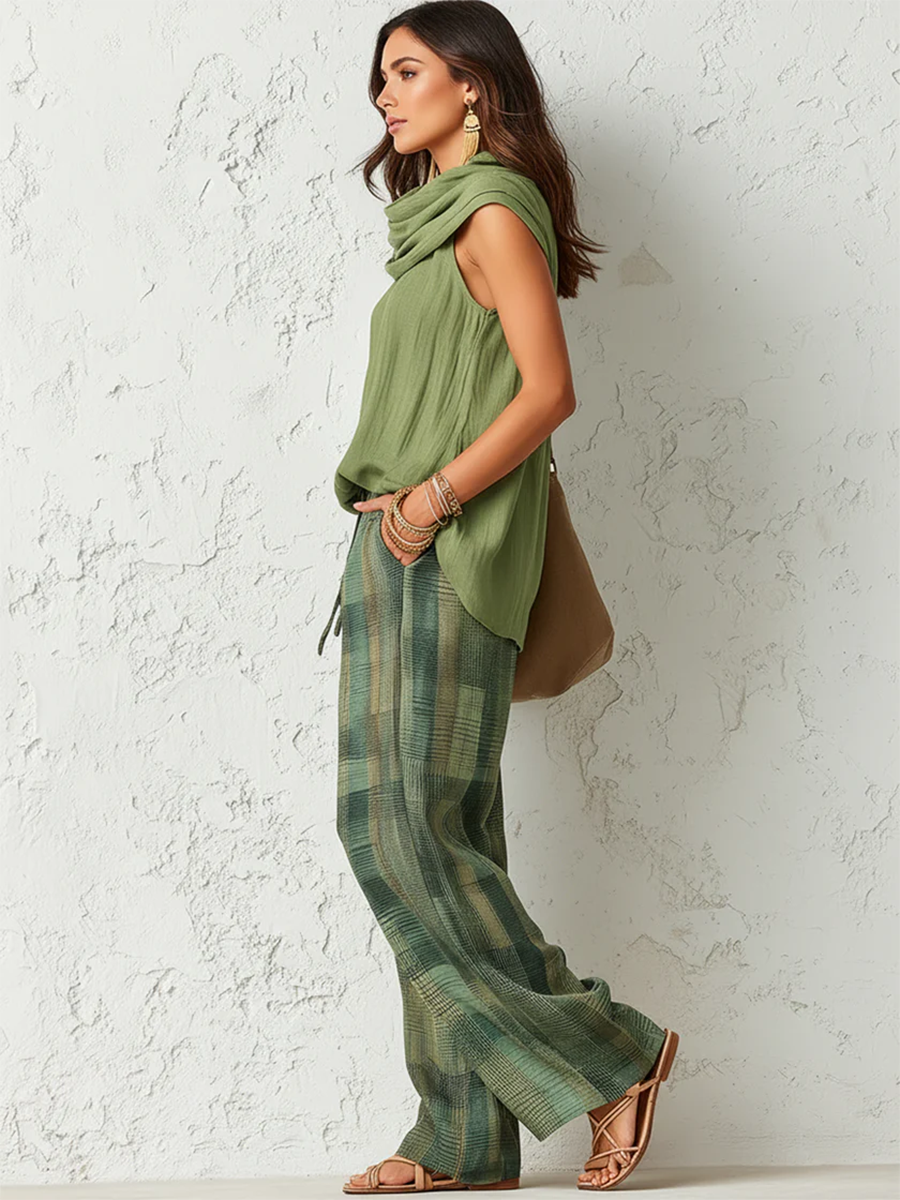 Roxanne – Sleeveless Top and Wide-Leg Pants Set