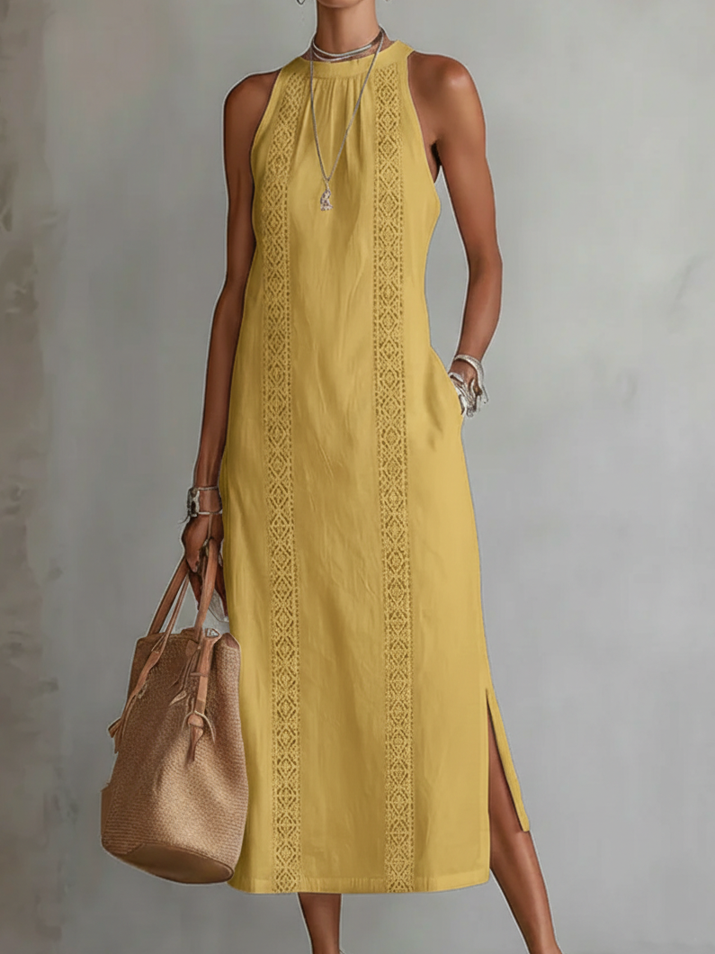 Katelin | Sleeveless Lace Detail Midi Dress