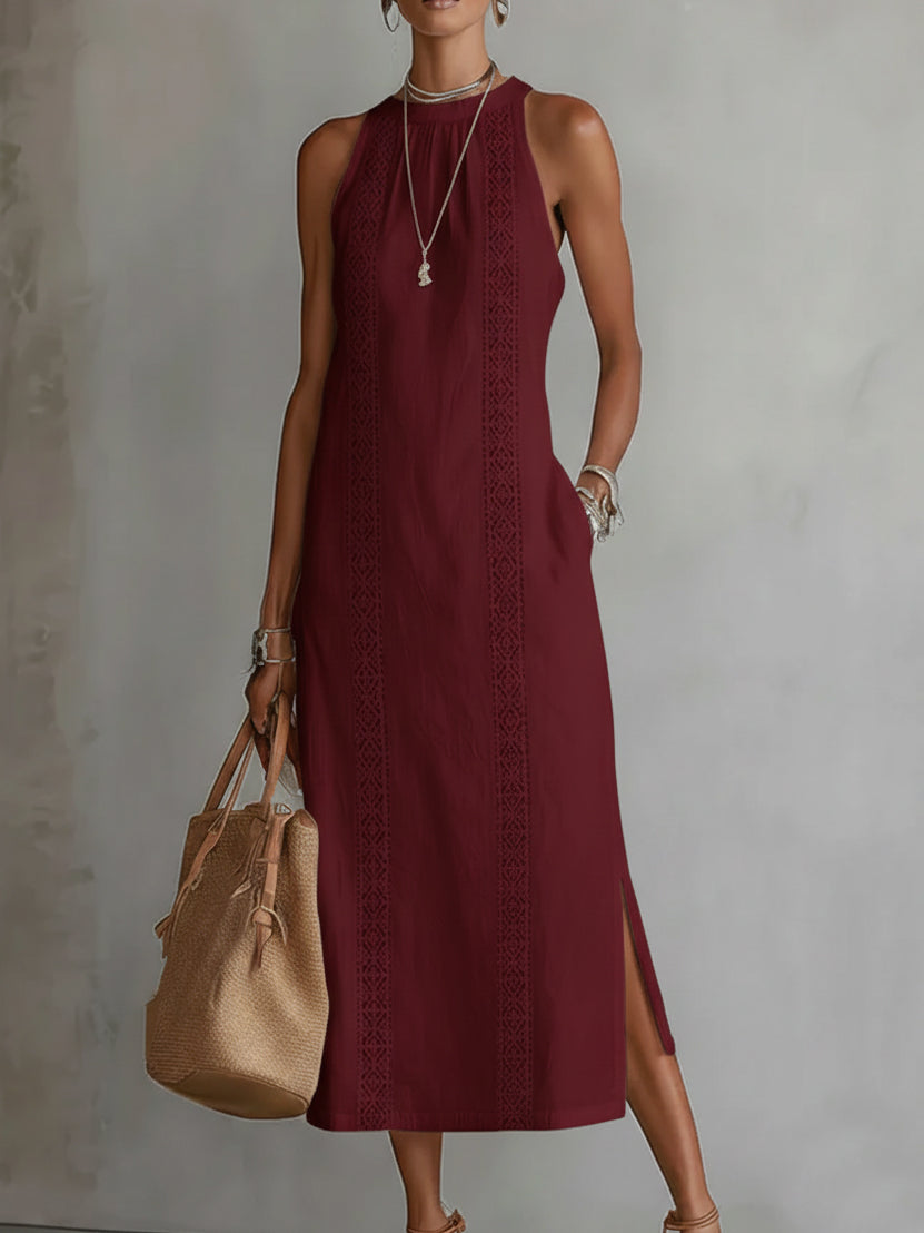 Zaya | Sleeveless Lace Detail Midi Dress