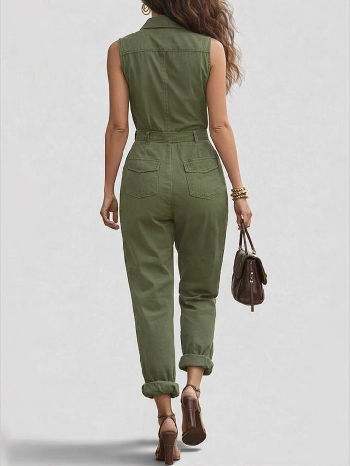 Judith – Sleeveless Zip-Up Utility Jumpsuit