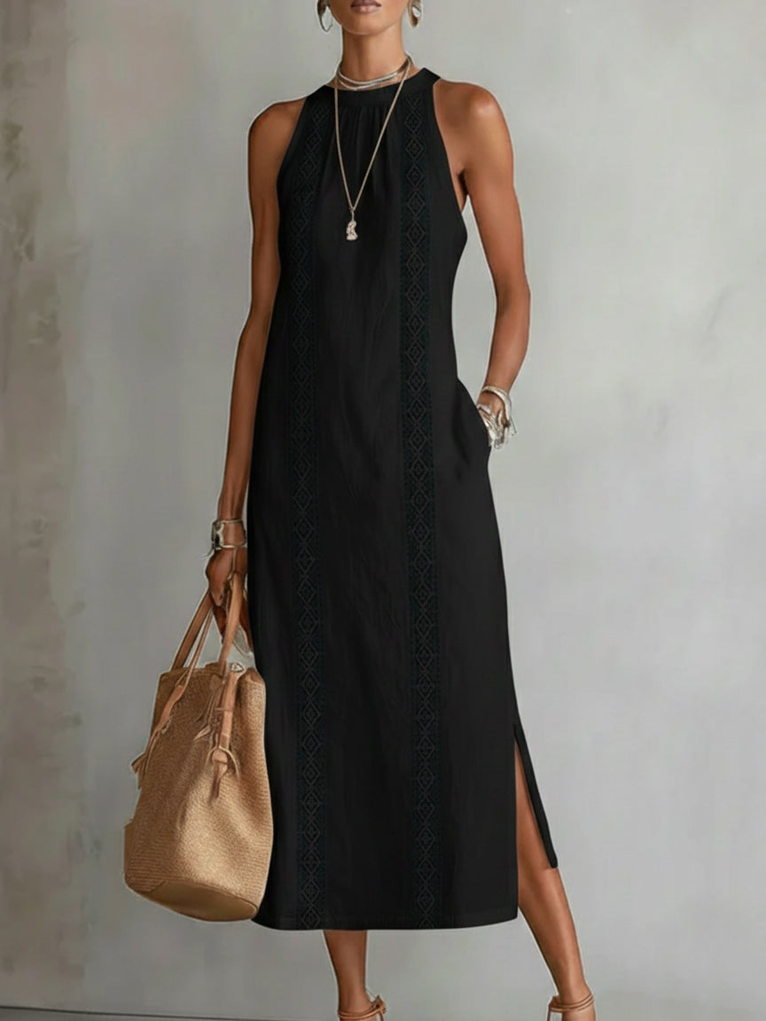 Gracelyn | Sleeveless Lace Detail Midi Dress